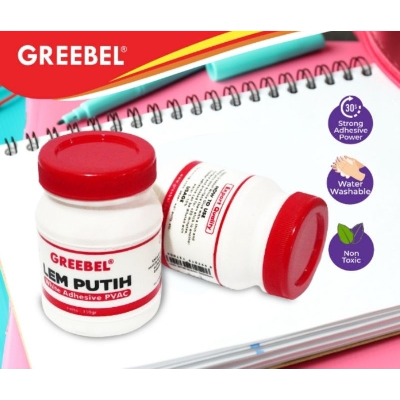 

( 6 PCS / 12 PCS ) Lem GREEBEL Putih PVAC 150 gram