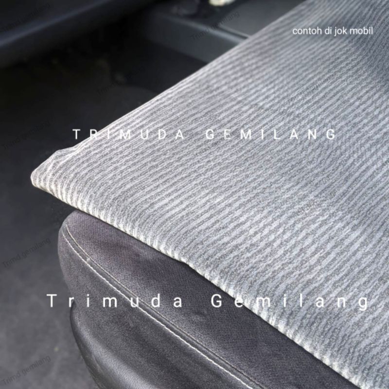 Bahan Jok Mobil Kain Bludru Abu Tua Salur, cocok untuk corolla Civic dll AST