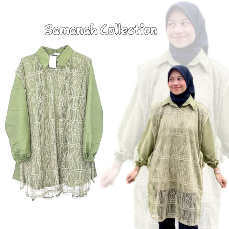 Baju Blouse Atasan Wanita Terbaru 2025 Kemeja Mix Outer Brokat Korean Style Kekinian