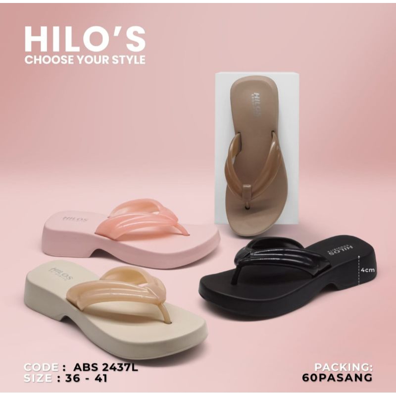 Sandal Jepit Jelly Wanita Dewasa Motif Tali Bening Terbaru Hilo's Anti Slip Kekinian 2437