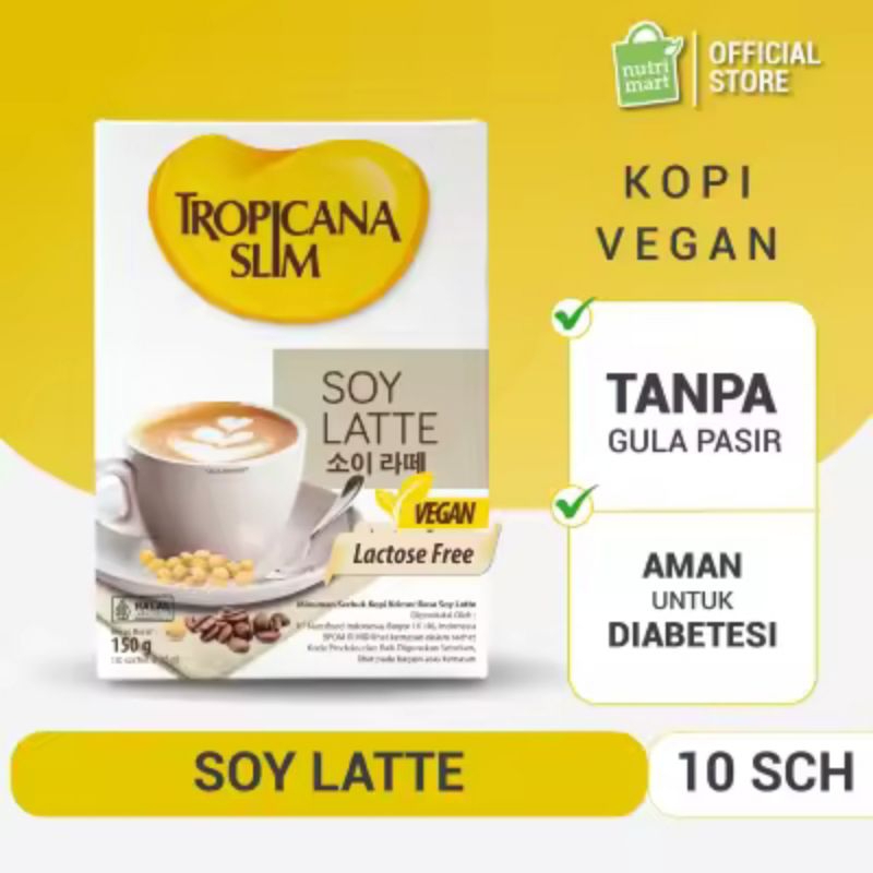 

Tropicana Slim Soy Latte 150gr @10 Sachet - Kopi Plant Based Bebas Gula