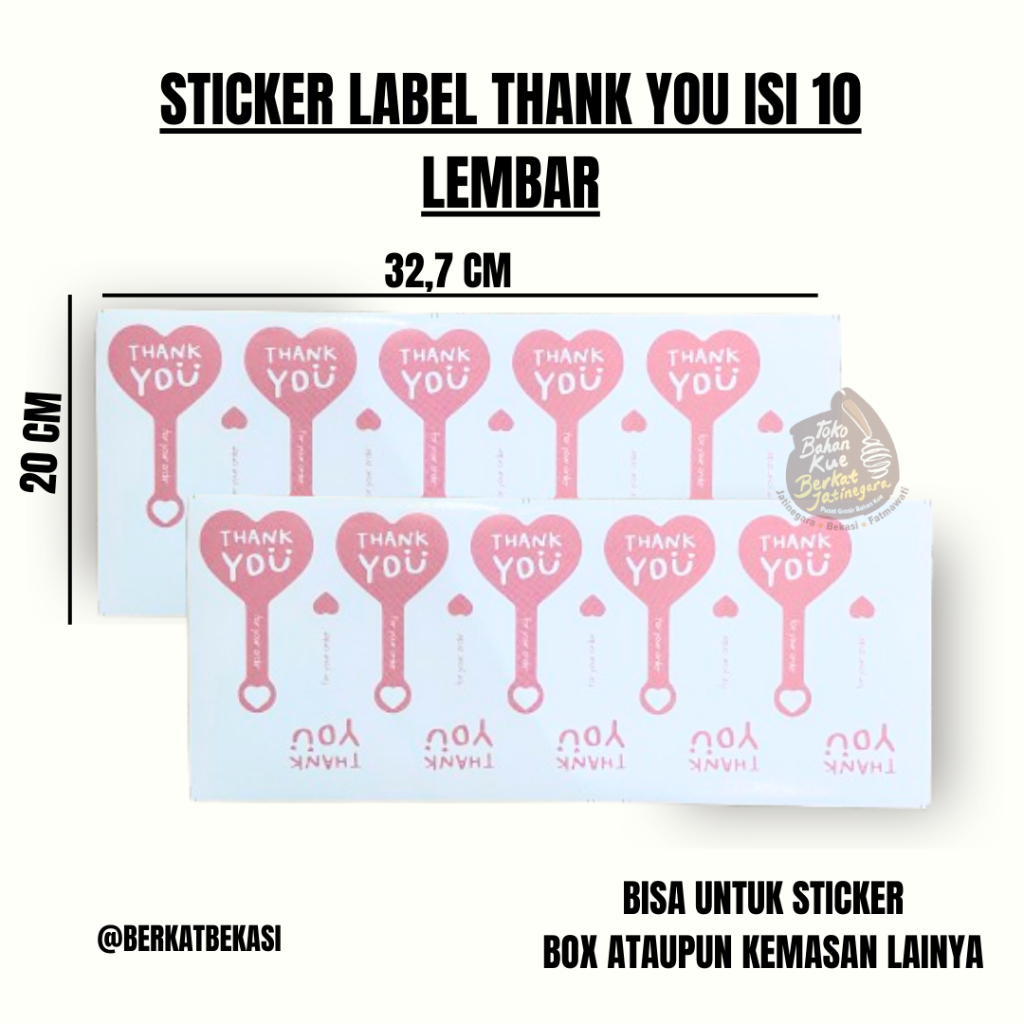 

STICKER LABEL THANK YOU LOVE ISI 10 PCS / STICKER LABEL BOX KEMASAN