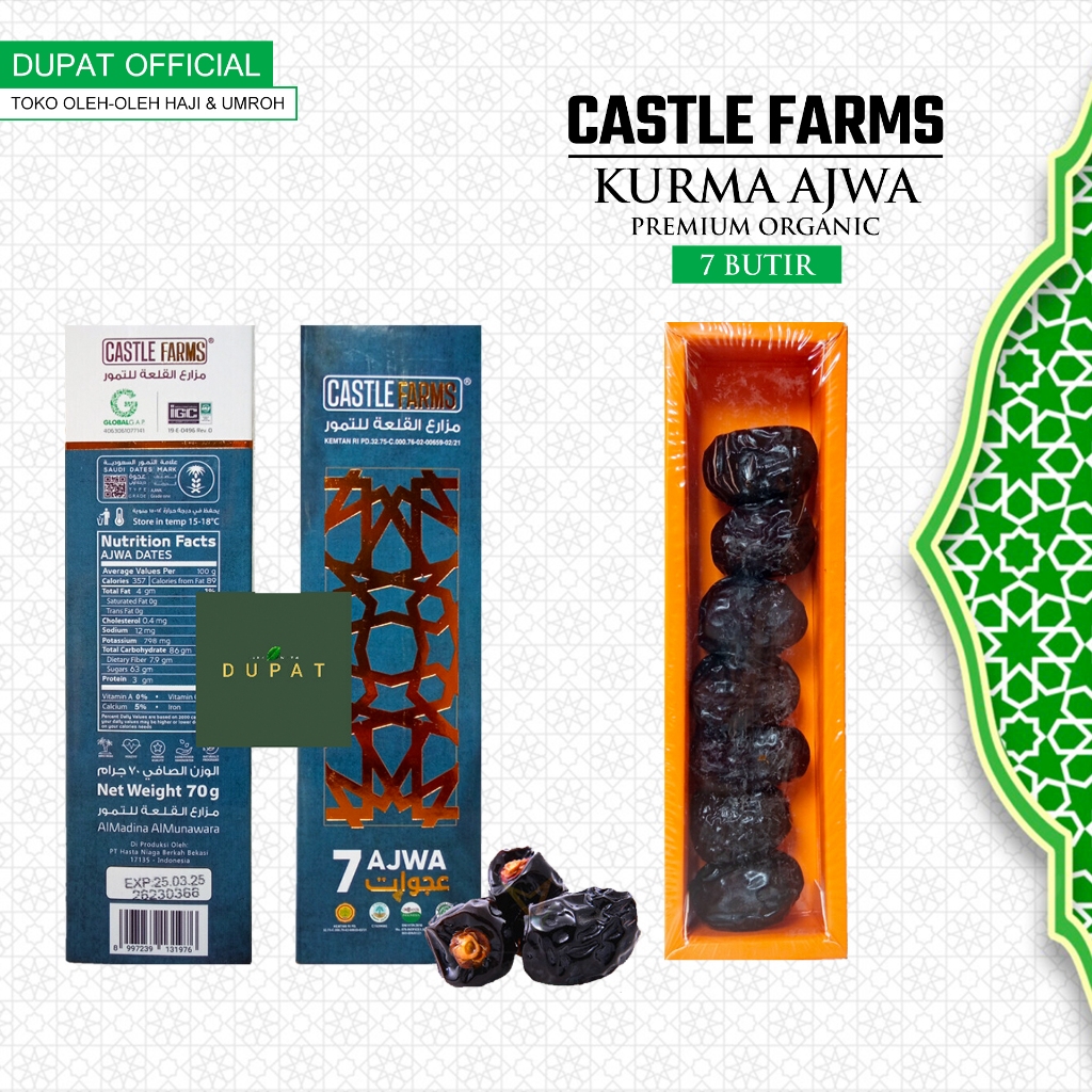 

KURMA AJWA MEDINA CASTLE FARMS PREMIUM / AJWA MADINAH 7 BUTIR