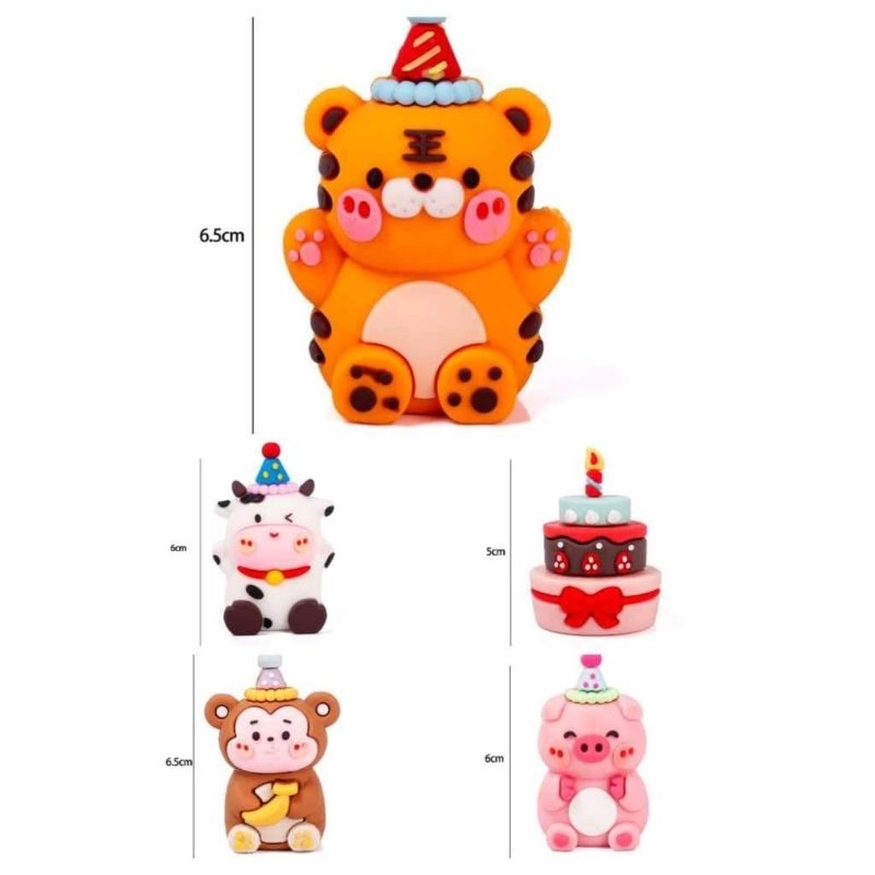 {YM} Topper Ulang Tahun 3D Mainan Hewan Animal Happy Birthday Kue Anak Hiasan Kue Ulang Tahun / Deko