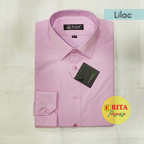 Alisan Kemeja Pria Lengan Panjang Reguler Pakaian Pria Formal Warna Lilac Terbaru Murah