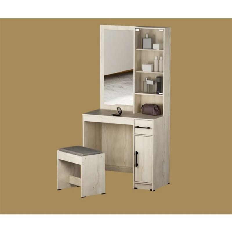 meja rias minimalis rak kaca