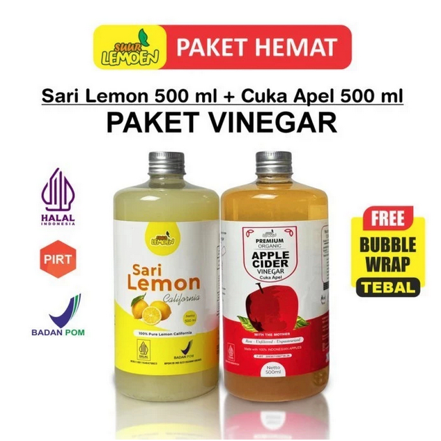 

Cuka Apel + Sari Lemon 500ml+500ml Paket 1 Liter By Suur Lemoen