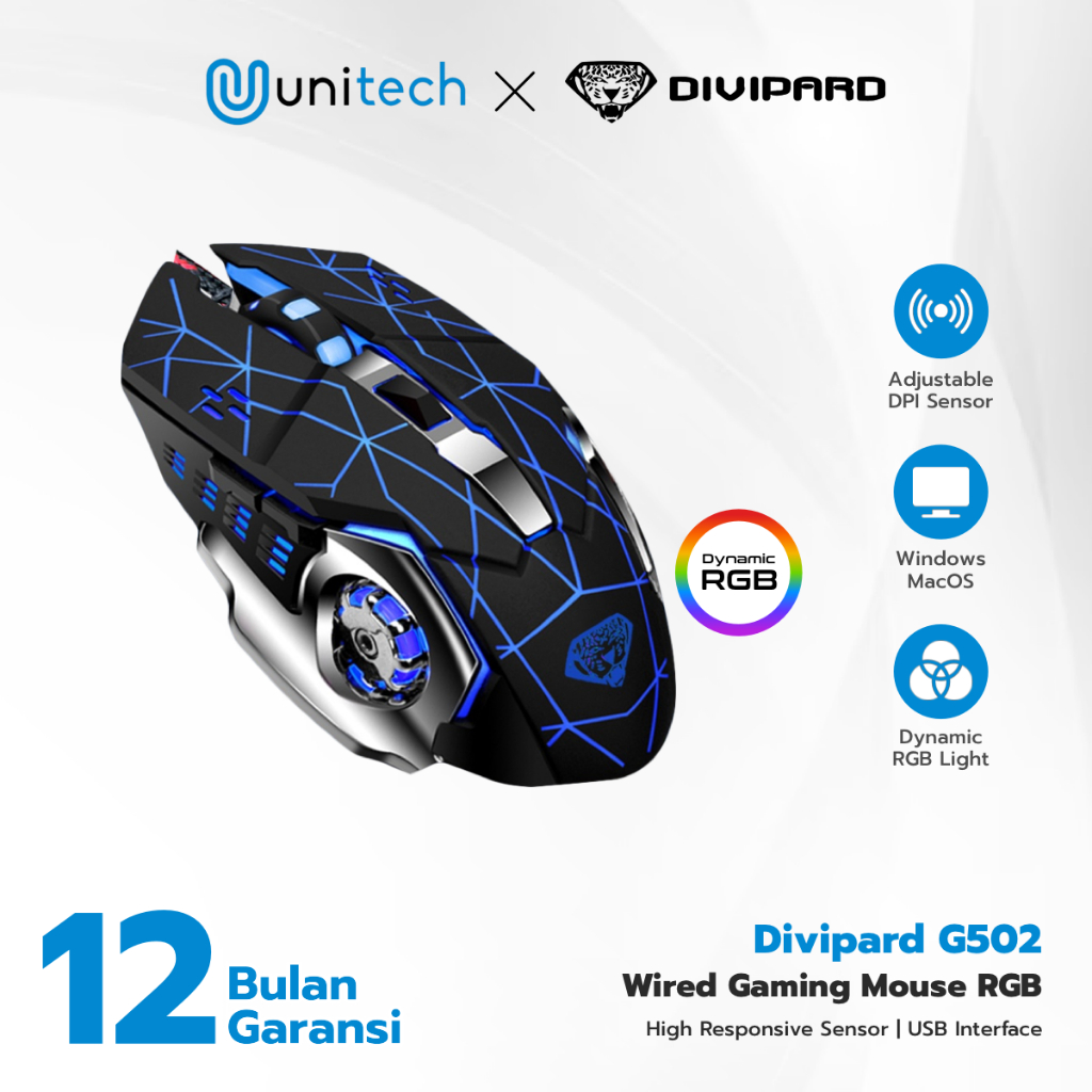 Divipard Mouse Gaming Kabel Plus Backlight Divipard G502 3200 DPI