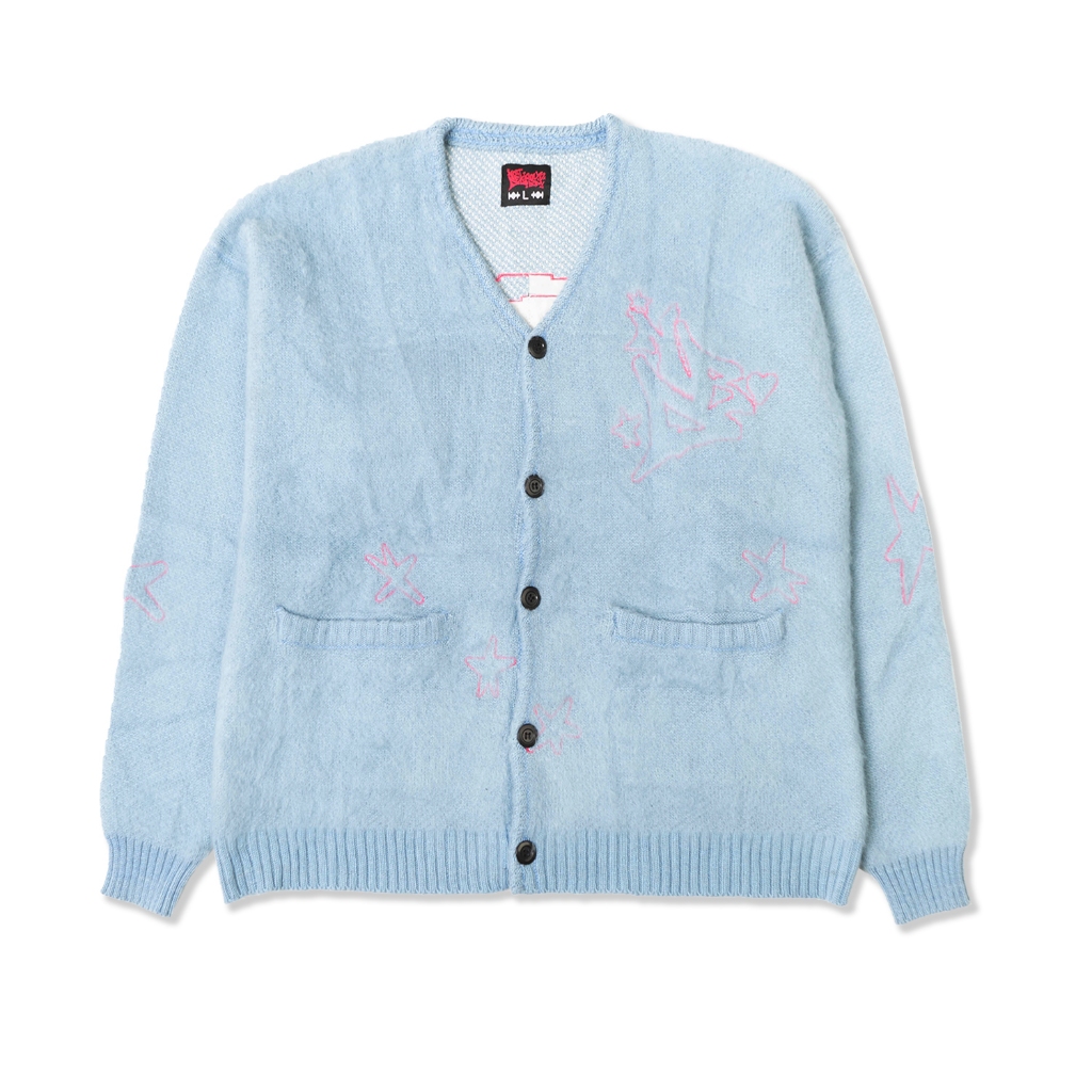 SKELETALZ BLUE CARDIGAN MOHAIR KNIT