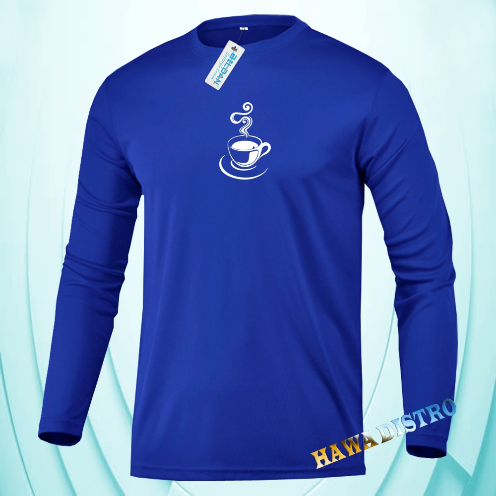 Kaos Lengan Panjang Secangkir kopi Putih  - Kaos Distro Premium - Baju Kaos Pria Pakaian Pria & Wani