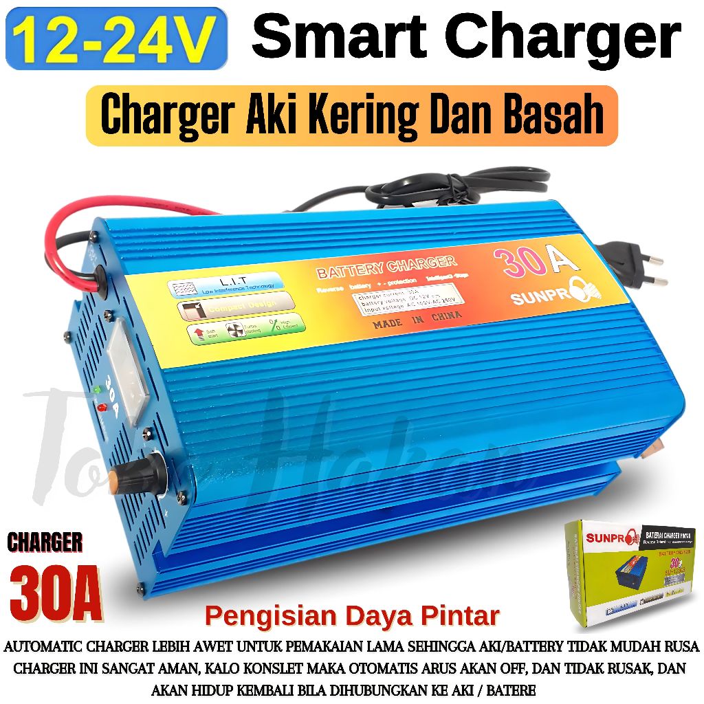 Charger Aki 30A Sunpro SU-1230B | Charger Aki Mobil & Motor | Casan Aki 12 volt 30 Amper | Charger A