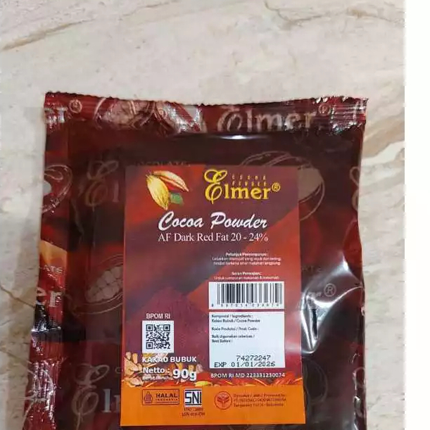 

ELMER Bubuk DARK RED 90gr Cocoa Powder AF FAT 20 - 24% Coklat Bubuk
