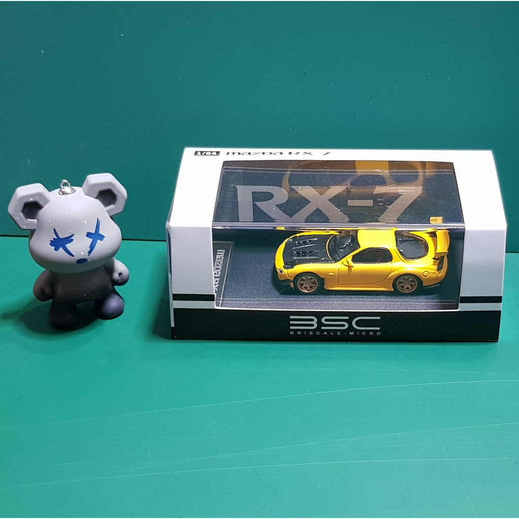 BSC Mazda rx7 yellow carbon hood open hood diecast 1 64