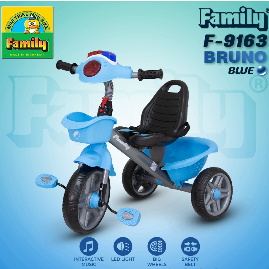 Family Sepeda Roda Tiga Anak Sepeda Roda 3 Bayi Tricycle Anak Sepeda Anak New Model Bruno F- 9163