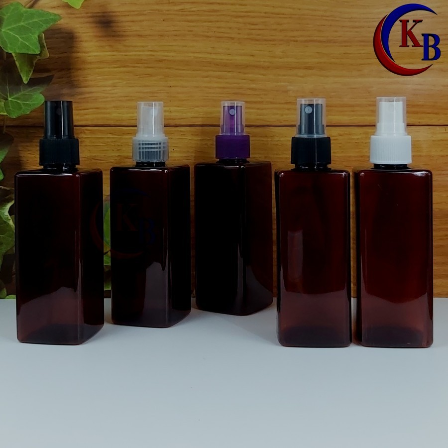 BOTOL SPRAY 250 ML PLASTIK NECK 24 / BOTOL PLASTIK PET KOTAK AMBER 250ML