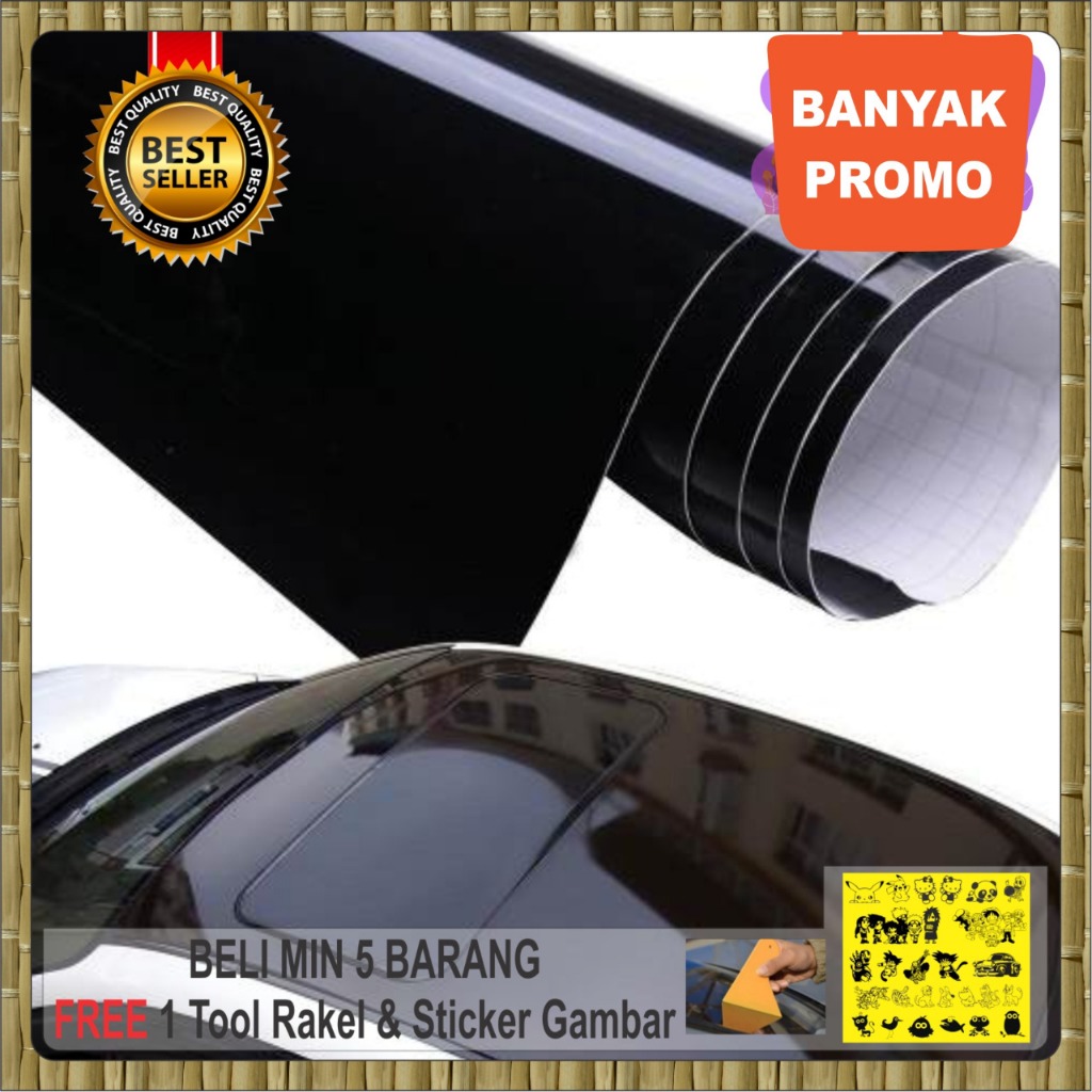 Stiker hitam glossy/stiker hitam mengkilat/skotler motor hitam glossy/skotlet mobil hitam mengkilat
