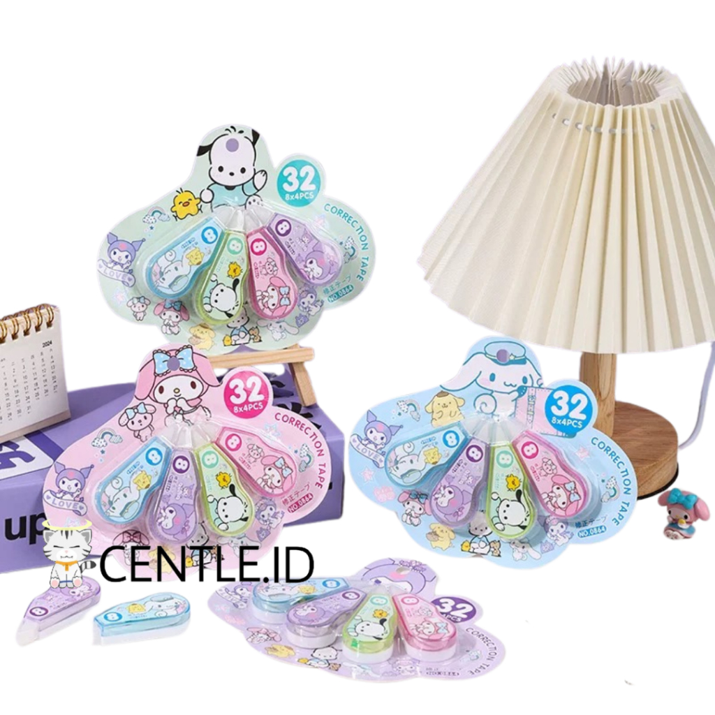 

CORRECTION TAPE SANRIO 1 SET ISI 4 TIPE-X ROLL SANRIO ALAT TULIS SEKOLAH MURAH