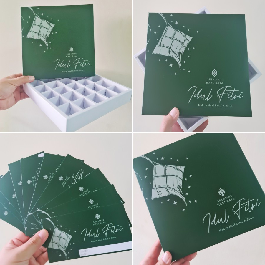 

( 5 pcs ) Box Sekat 25 Hampers Nastar Coklat Hampers Idul Fitri Dus Ketupat Hijau Lebaran