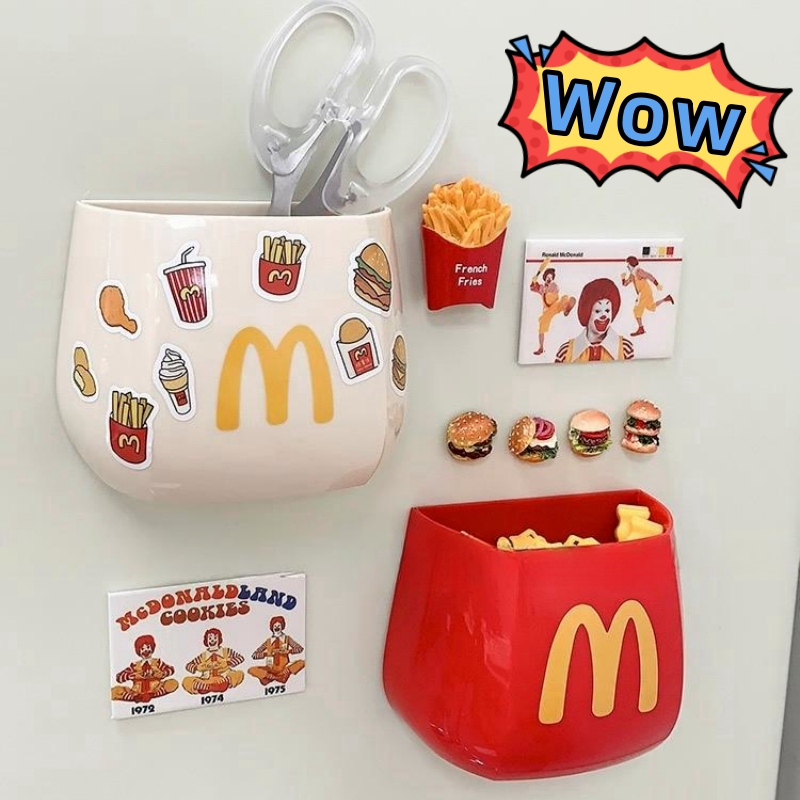 McDonald's rak magnet kulkas alat tulis penghuni pen kotak penyimpanan tempel magnetik /Tempelan kul