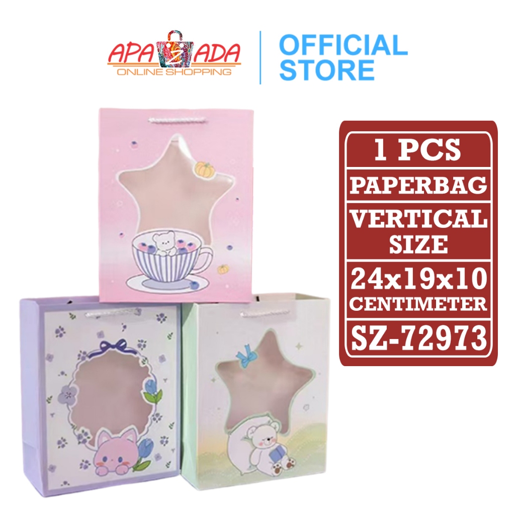 

Apazada - Paperbag Vertical + Jendela Mika Size 24.5x19.5x9 Cm / Kado Souvenir / Gift Bags SZ-72973