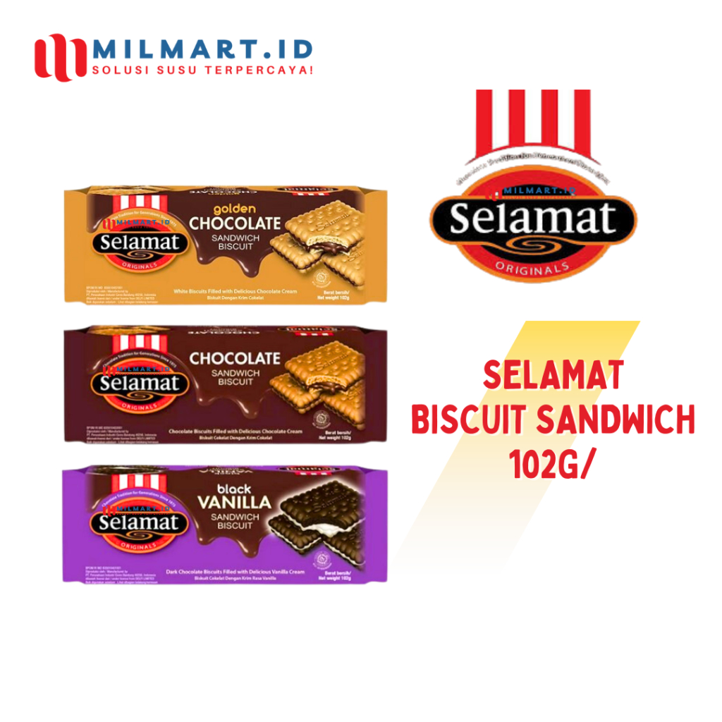 

DELFI SELAMAT BISCUIT SANDWICH CHOCOLATE 102G POUCH GOLDEN CHOCO BLACK VANILLA COKLAT CAMILAN JAJANAN