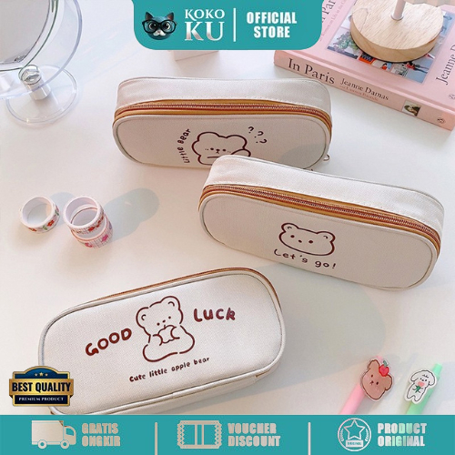 

Tempat pensil bahan canvas/ Pencil case softcase muat banyak/ Wadah pulpen