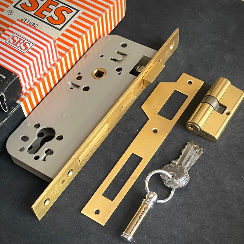 Body kunci SES 2030 40mm gold / Kunci Pintu / body lidah SES / body kunci SES