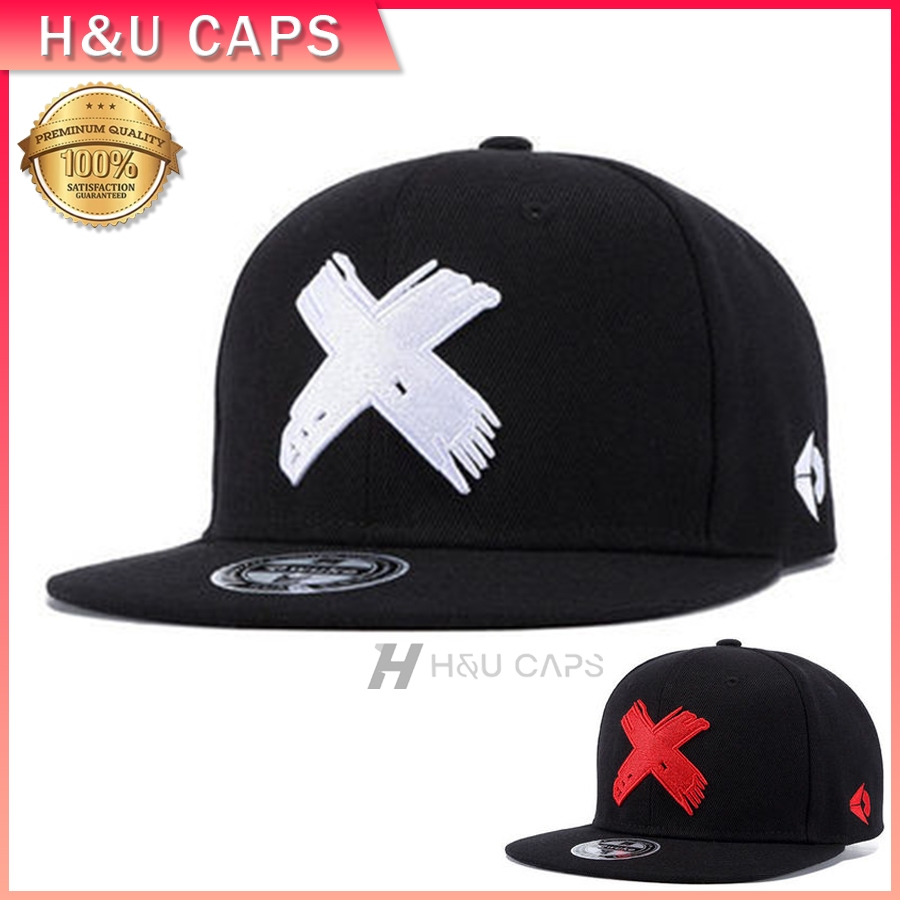 Topi snapback dengan bordir huruf X original topi hip-hop ukuran besar yang dapat disesuaikan topi f
