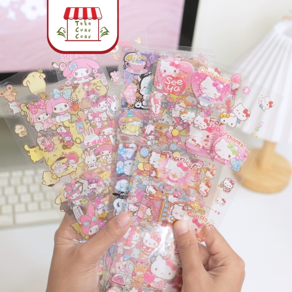 

TCC Sanrio Star Party Sticker Waterproof isi 100 lembar Stiker Scrapbook Jurnal Lucu