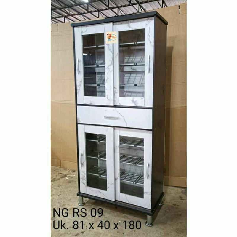 Lemari Sepatu Kaca Jumbo 180cm - Rak Sepatu Bertingkat & Berlaci RSK09 - Medan