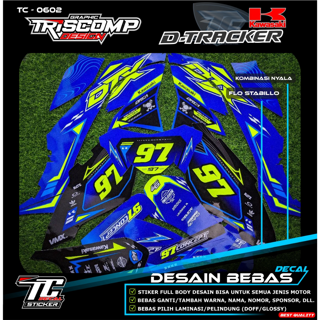 Kombin Flo Stabillo decal dtracker 150 new  stiker timbul desain custom bisa reques - Decal Sticker 
