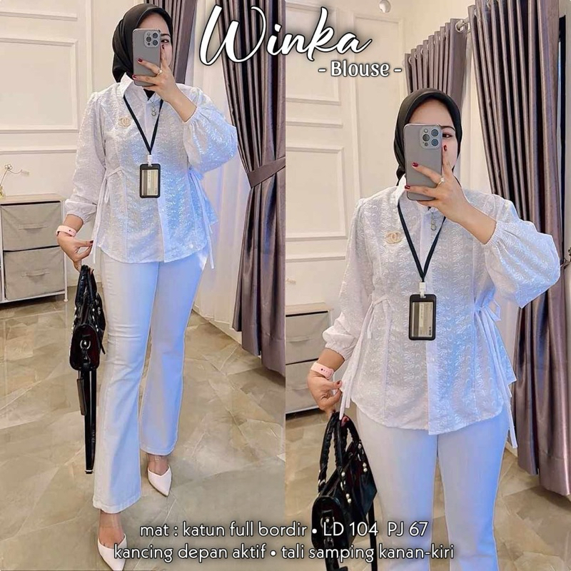 blouse putih katun bordir termurah