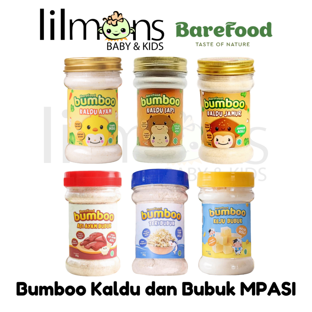 

Barefood Bumboo Kaldu Ayam, Sapi, Jamur dan Bubuk Teri, Ati Ayam, Keju MPASI | LILMONS