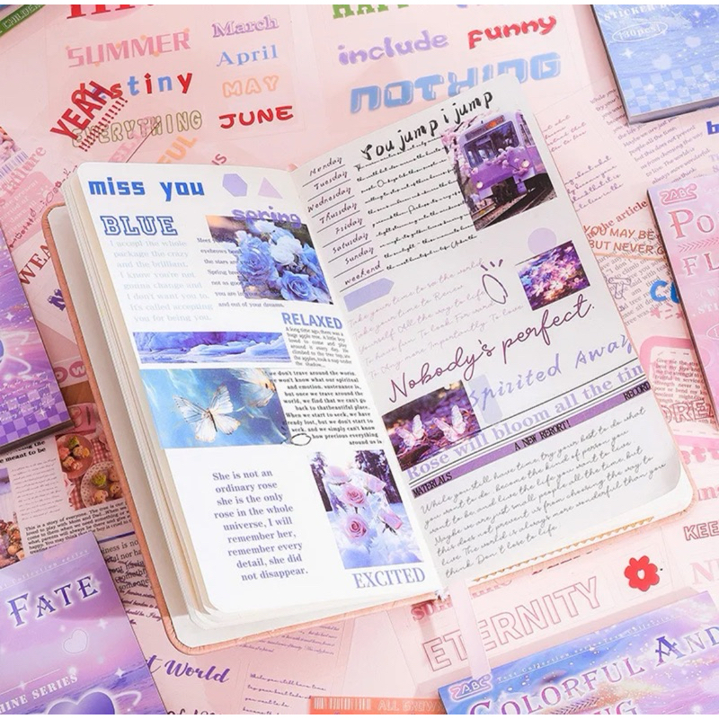 

Sticker Book English Words Sticker Rainy Rain Sparkling Sticker Decoration Journal Scrapbook DIY Stiker Jurnal Kit