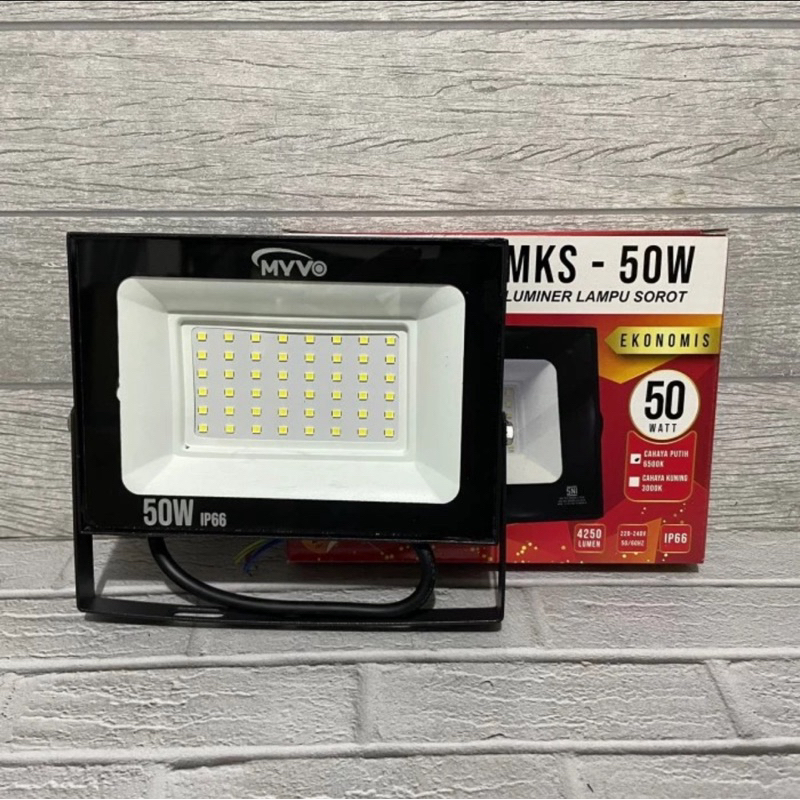 MYVO Lampu Sorot Floodlight Led 50W 50 Watt Cahaya Putih 6500K / Warm White 3000K Kualitas SNI