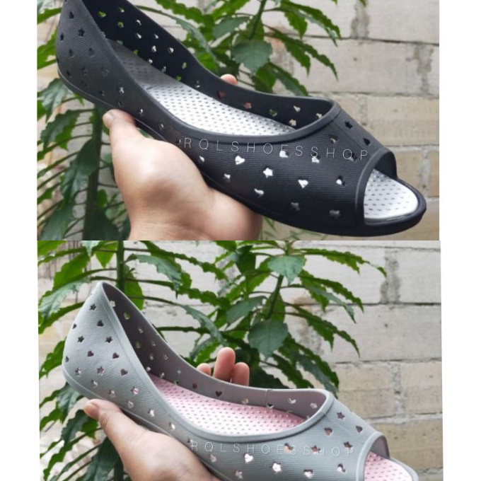 KI3 BATA Sepatu Wanita HEART PEEP TOE BLACK GREY BEE