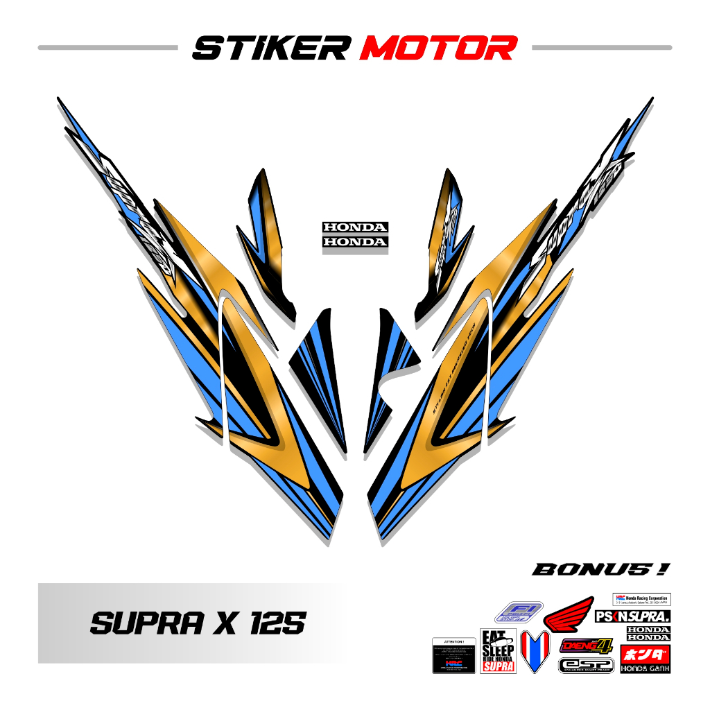 SP99 Striping Stiker Motor Supra X 125 Old 2005 2006 Variasi Sticker Motif Line Racing laminasi