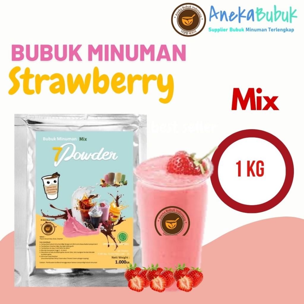 

Strawberry Bubuk Minuman 1Kg - Strawberry Powder Drink - Bubuk Stroberi - Bubuk Rasa Strawberry 1kg