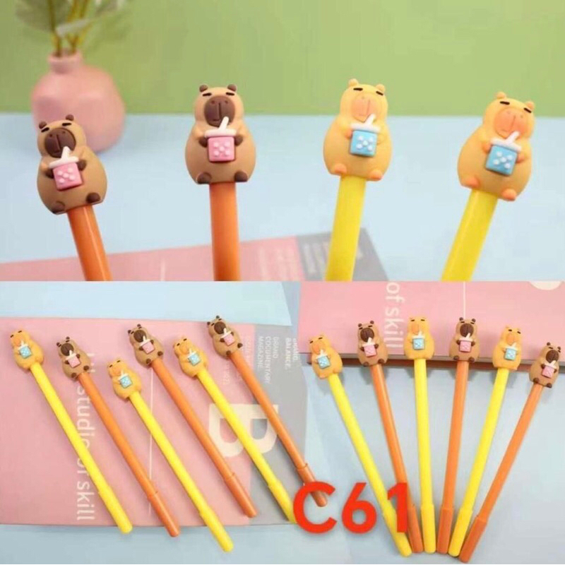 

(12 PCS) PULPEN GEL C-61 KEPALA CAPYBARA / GEL PEN / BALL PEN / PENA VIRAL