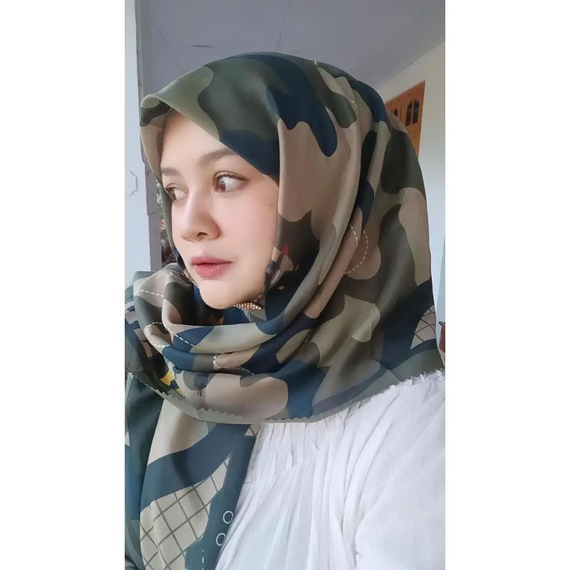 Hijab Voal Army Hijau Tentara