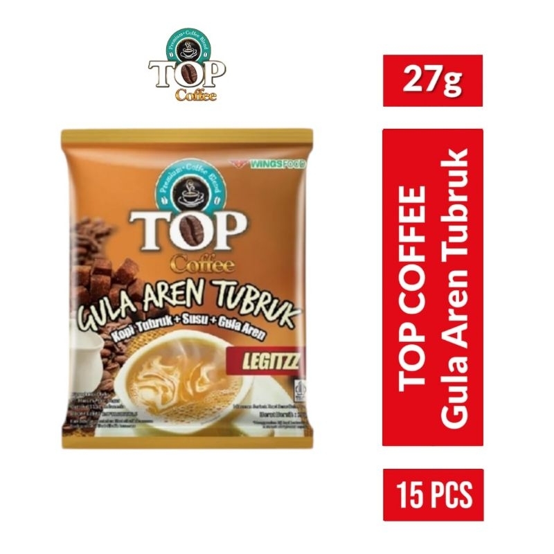 

TOP COFFEE Gula Aren Tubruk 15x27gr / Top Coffee Gula Aren Tubruk Renceng 15 pcs