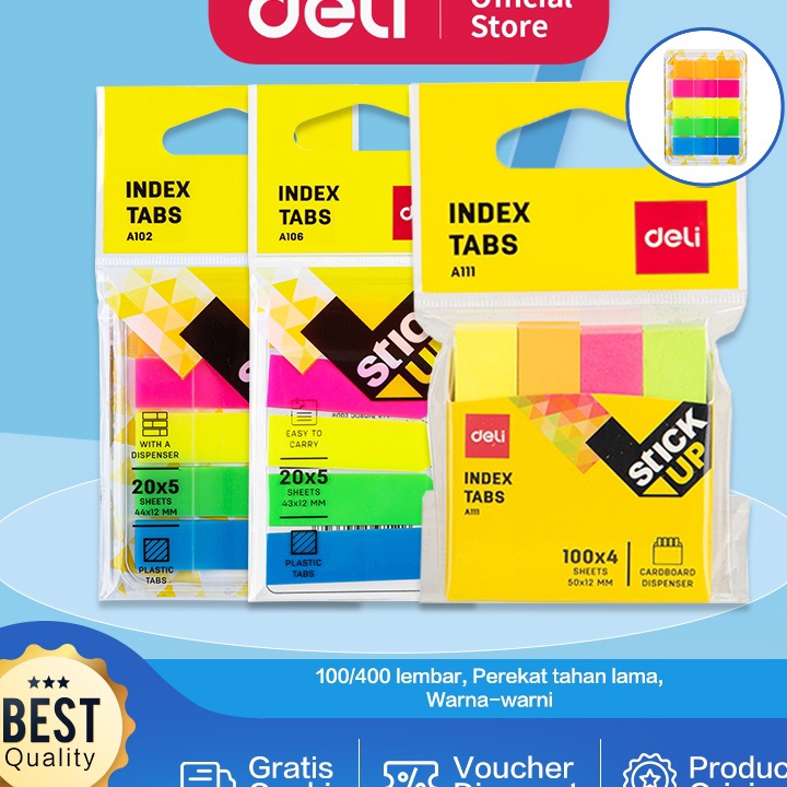 

TAKTERKALAHKAN Deli Index Tab penanda warna cerah melekat kuat media yang ditempel tetap bersih EA122