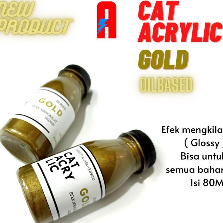 

SUPER SALE Cat sepatu acrylic warna Gold Mengkilat oilbased 8ml