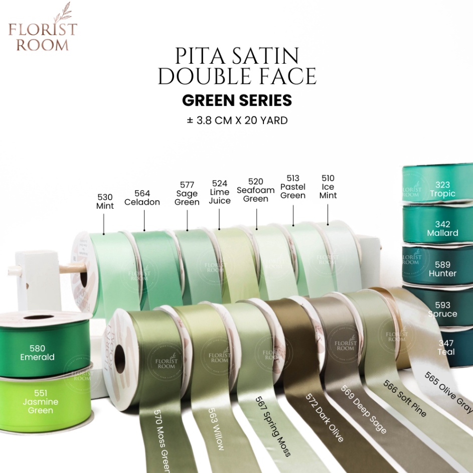 

MURAH ABIIEZZZZ Pita Satin Double Face 38cm x 2yard Green Series
