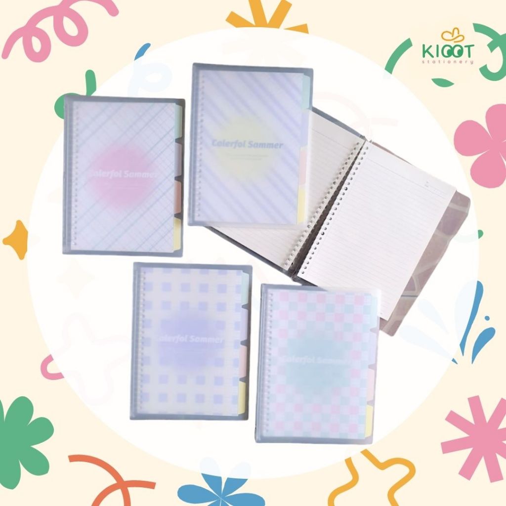 

Kioot - Buku Binder B5 / Map Binder Aesthetic Transparan Warna Polos Simple Tulisan