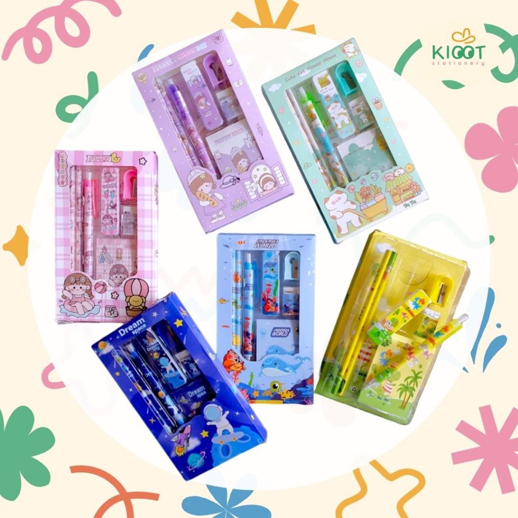 

Kioot - Set Alat Tulis 6in1 Pensil Paket Alat Tulis Anak Sekolah Stationery Karakter Lucu 8008