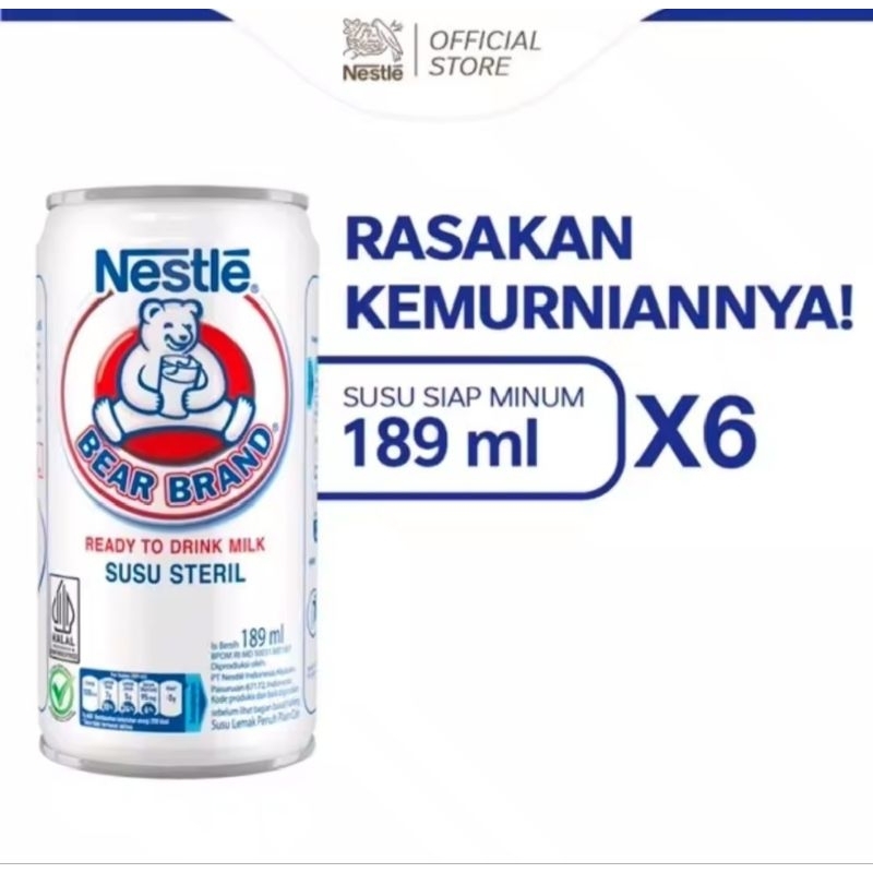 

NESTLE BEAR BRAND Susu Sapi Steril Siap Minum 189ml 6 pcs