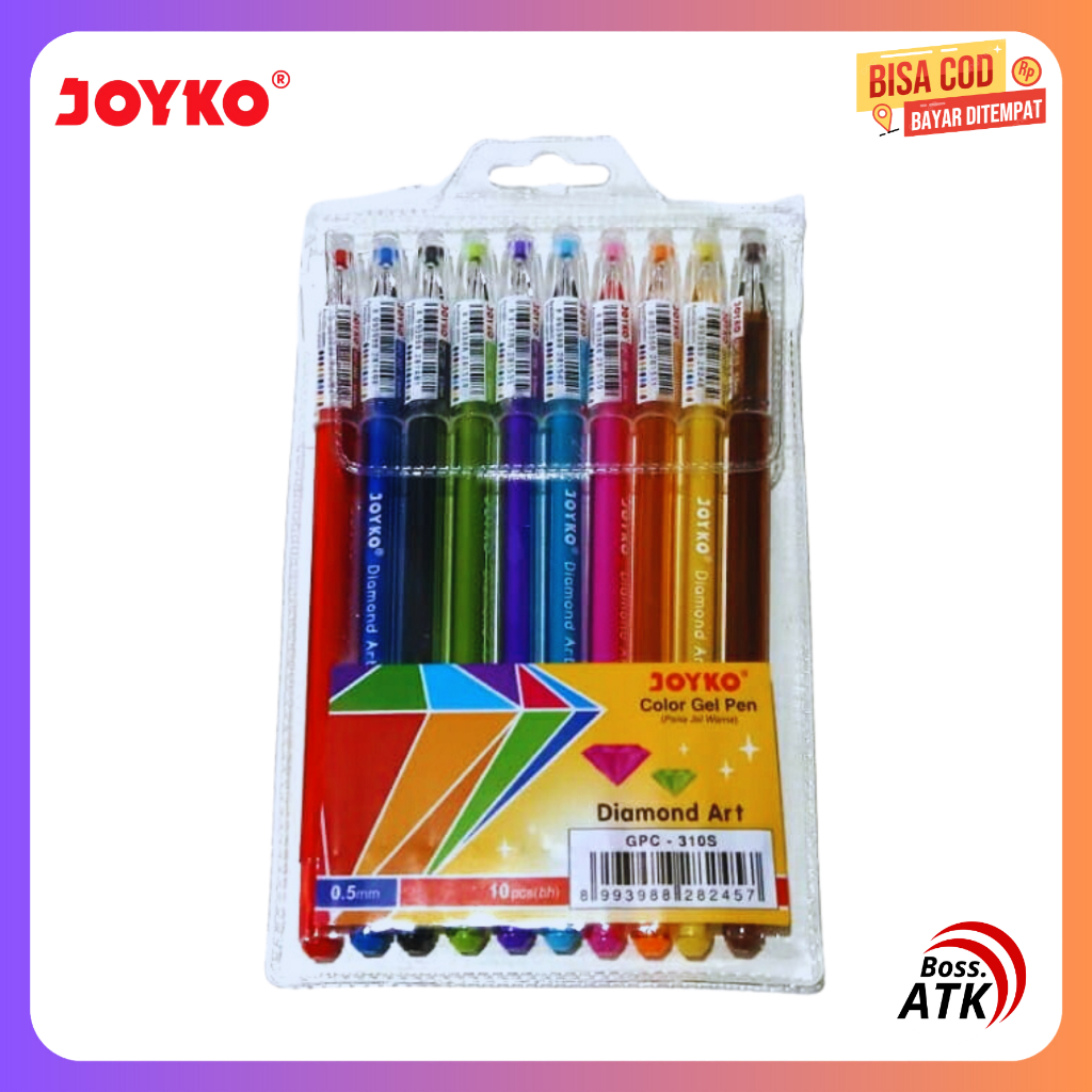 

Pulpen Warna Gel Pen Joyko GPC - 310S (Diamond Art 10 Colours) Isi 10 Warna