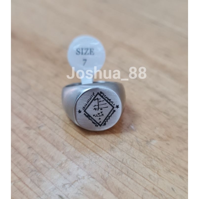 Cincin Titanium Silver Custom Ukir Jimat Padepokan Bisa Ukir Gambar Logo Sendiri