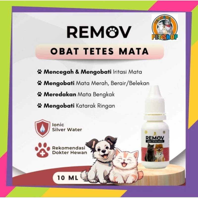 Remov Obat TETES MATA Kucing Anjing 10ml Obat Iritasi Mata / Katarak